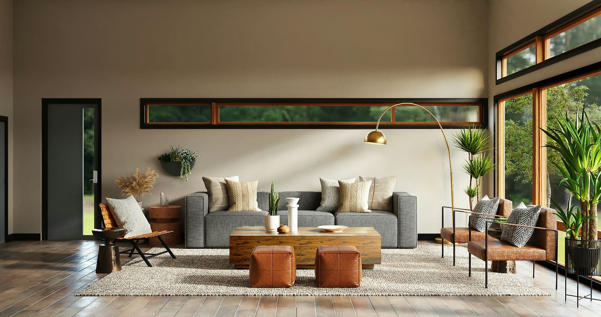 Illustrative Darstellung eines modern eingerichteten Wohnraums